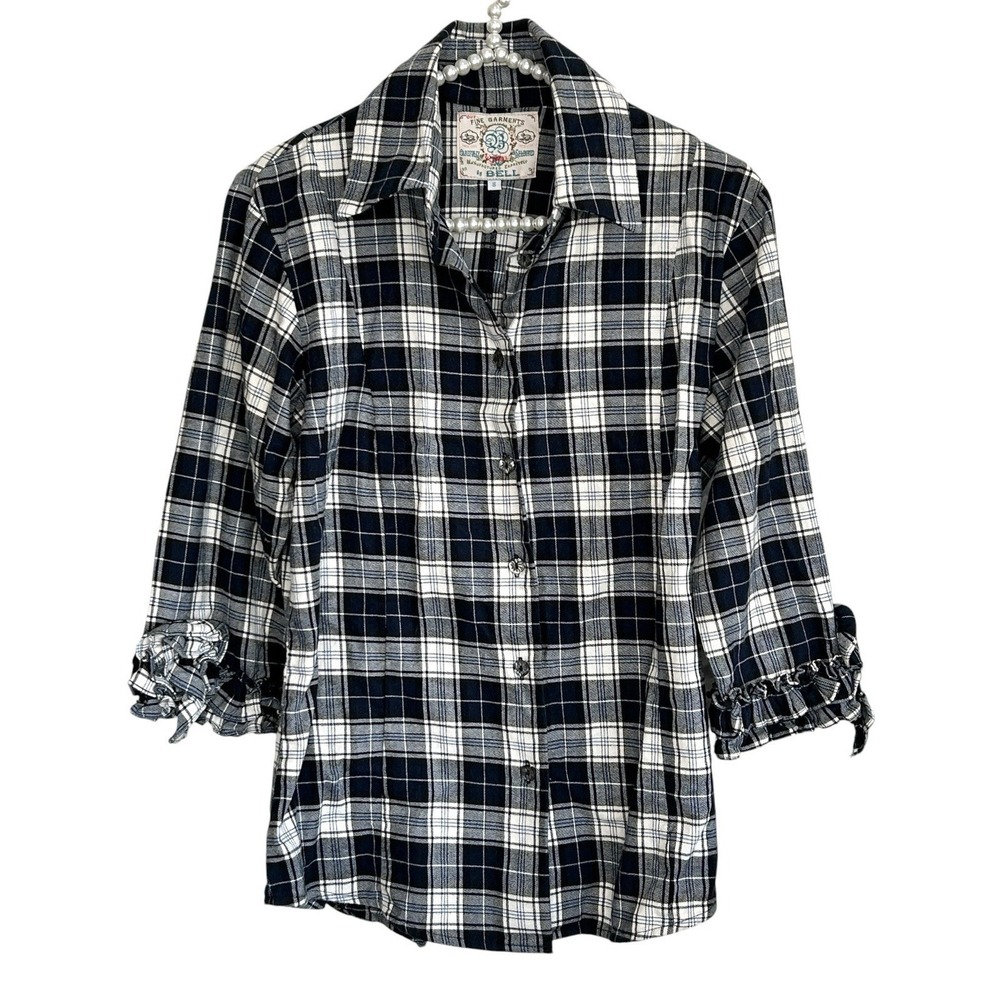 Alicia Bell Plaid Button Shirt Small Western‎ Preppy Festival Ruffle Indie USA